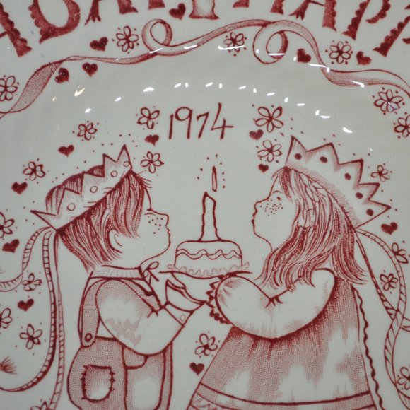 1974 TWO mother & child plates crownford china happy birthday & home (42) - Picture 8 of 10